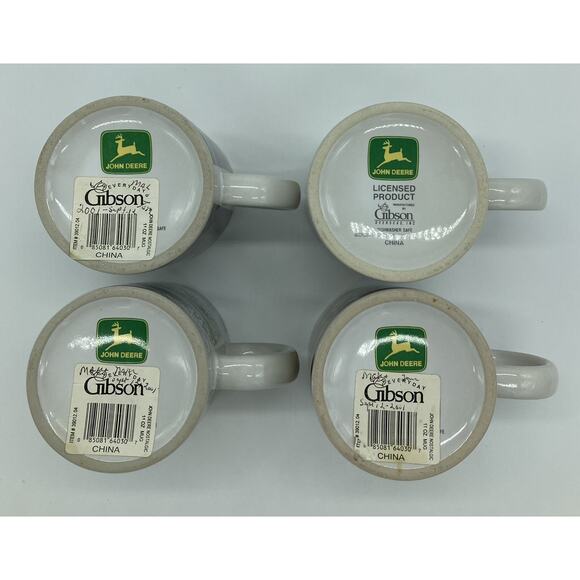 Vtg Everyday Gibson John Deere Nostalgic 11 Oz. Coffee Cup Mug Set of 4 NWOB - Picture 8 of 9